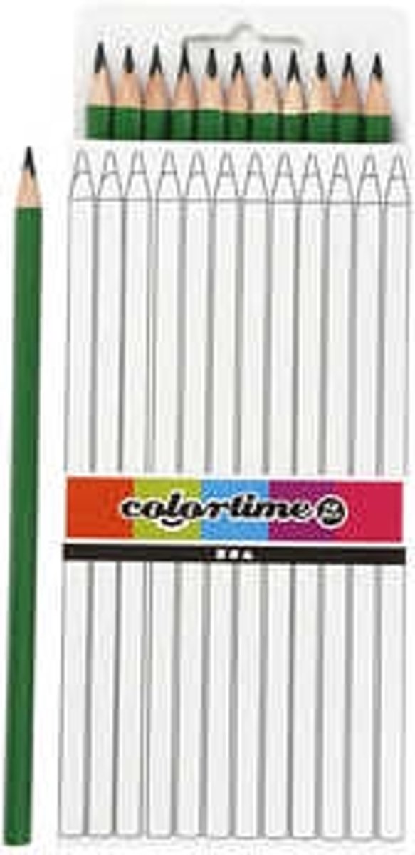 Colortime kleurpotloden, vulling: 3 mm, l: 17 cm, groen, basis, 12stuks [HOB-38579]